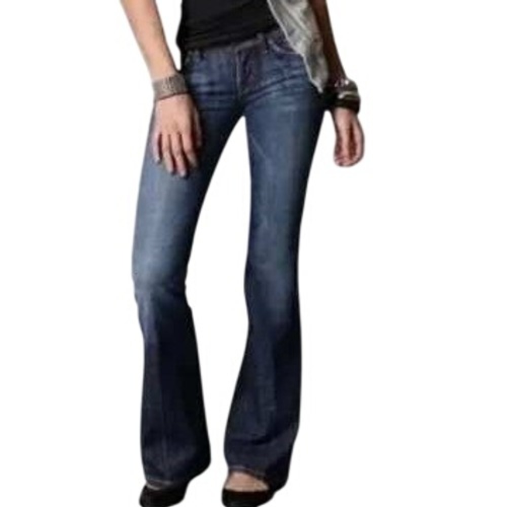 Citizens of Humanity Ingrid 002 Low Waist Flare Jeans Blue Stretch Denim Size 28